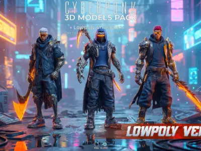 Cyberpunk Blade Enforcers LowPoly Low-poly 3D model