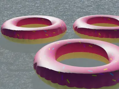 Buoy 3d model group of inflatable donuts floating in water Free 3D model