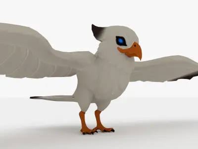 2in1 Eden Bird Rigged and Animated Low-poly 3D model