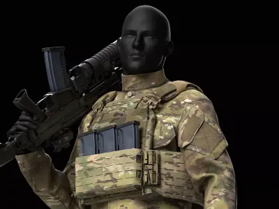 Crye Precision G2 Combat Pants and Field Shirt Low-poly 3D model