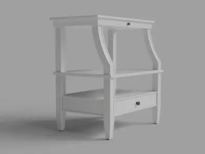 Newton Antique White Storage Nightstand White 3D model