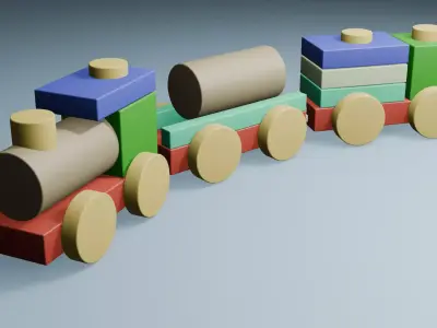 Colorful Toy Train Model Free low-poly 3D model