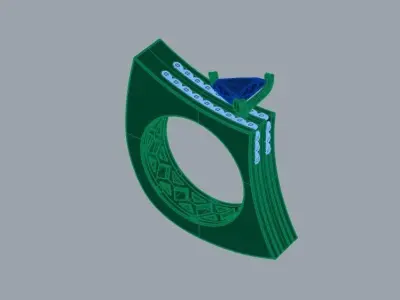 Triangle Ladies Ring 3D model 3D print model