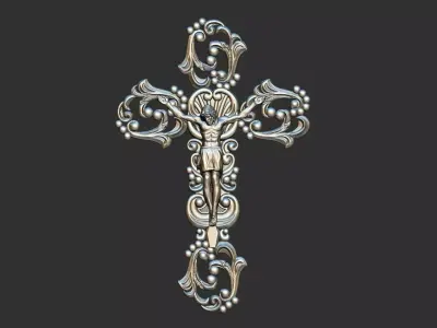 Arabesque Cross with Jesus 3D print model
