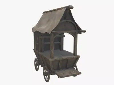 Medieval Cart V05 Low-poly 3D model