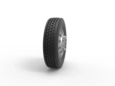 Front custom wheel of semi truck Version 21 Scale 1 to 25 3D print model