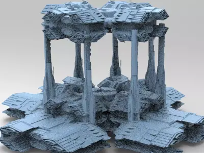 Dark Elven Sci-Fi Dome base 1 3D model