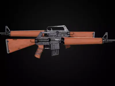 rifle two ar - rifles Low-poly 3D model