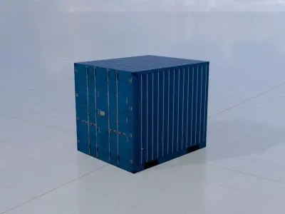 Shipping Container gentian blue 10ft Low-poly 3D model