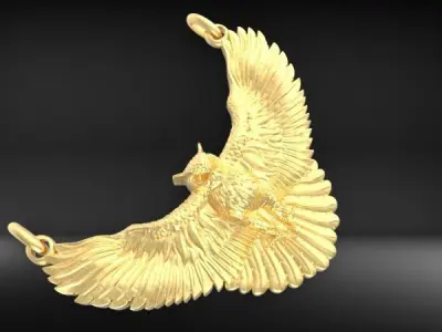 Owl Wings Pendant Necklace Charm Jewelry 3D print model
