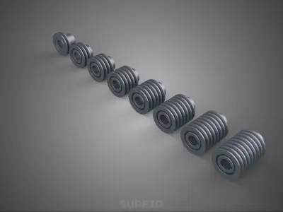 SET STANDARD PULLEY SHEAVE MULTI GROOVE TRACK WHEEL V BELT GEAR 3D model