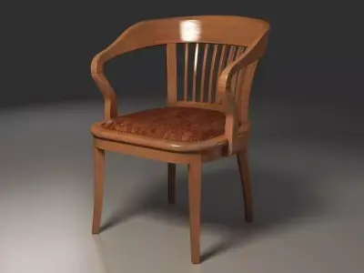 Antique wooden chair with sleeves barred backrest 3D model