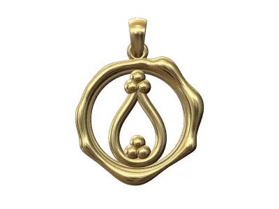 Bead crown wax seal pendant charm 3D print model
