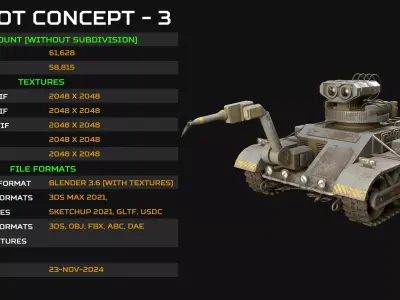 Robot Concept-3-Urban-Dirty Low-poly 3D model