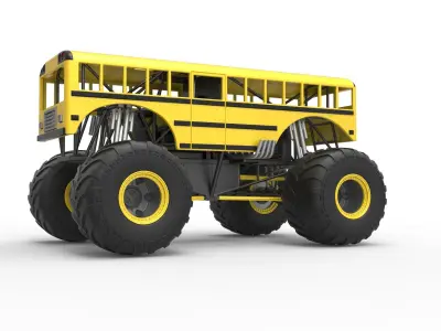 School bus Monster truck Scale 1 to 25 3D print model