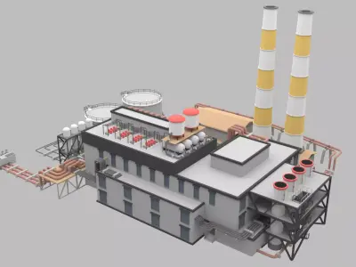 Powerplant power plant Low-poly 3D model