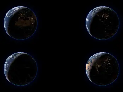 Volumetric Planet Earth with Aurora Borealis For Blender 3D model