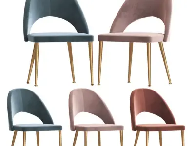 Modern Modrest Gloria Blue Antique Brass Dining Chair 3D model