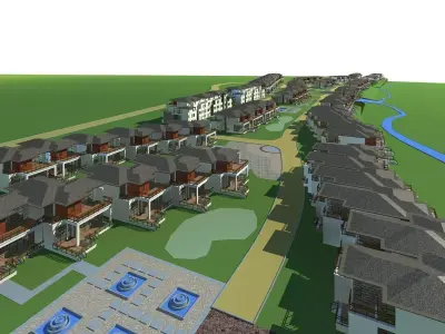 Villa residential complex 3D model 2
