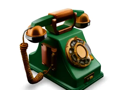 Vintage Green Rotary Phone 3D Model Low-poly 3D model