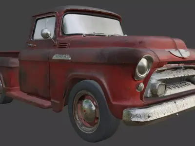 Vintage Rusty Pickup Truck 3D Model 3D model 7