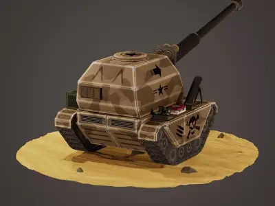 stylized Self-propelled artillery Low-poly 3D model