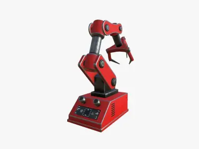 Robotic Hand A04 Red - Machinery Industrial Design Low-poly 3D model