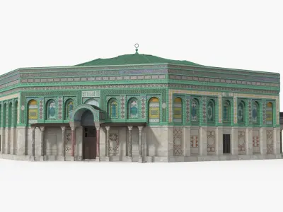  Octagonal Islamic Shrine with Green Roof 