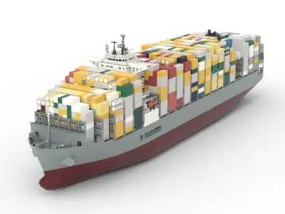 CONTAINER SHIP lowpoly Low-poly 3D model