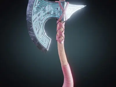 Stylized PBR low poly fantasy Axe  Low-poly 3D model