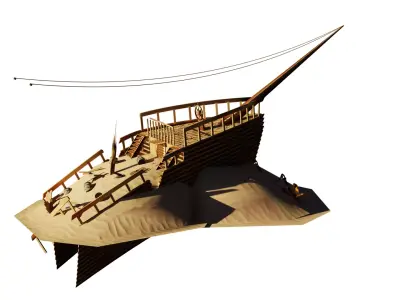 Shipwreck Model wooden structure in desert 3D model