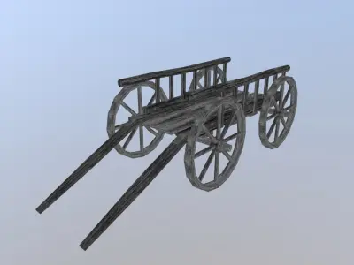 Medieval Cart Low-poly 3D model 4