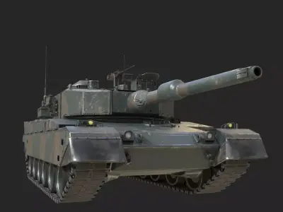 2 coatings of JSDF Type 90 Type-90 Main Battle Tank MBT Low-poly 3D model