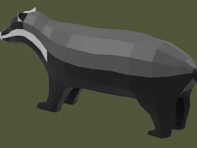 Stylized lowpoly BADGER Low-poly 3D model