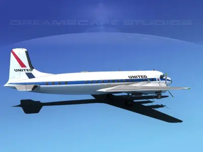 Douglas DC-7B United Airlines 3D model