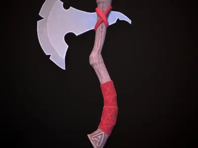 Stylized Axe Low-poly 3D model 4
