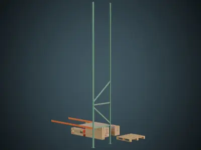 Cardboard Boxes Pallet And Shelf 2A Low-poly 3D model