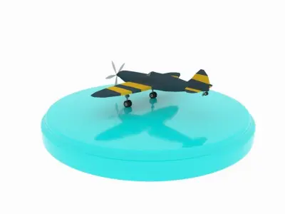 Airplane cartoon - 01 Low-poly 3D model