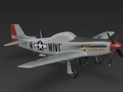 American P-51 Mustang Fighter 3D Model Low-poly 3D model