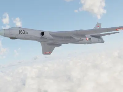 Tupolev TU-16 Indonesian Air Force AURI Low Poly 3D model Low-poly 3D model