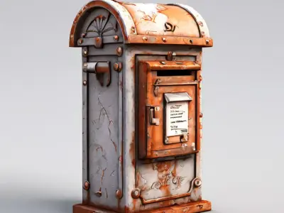 Vintage Rusty Mailbox 3D Model Low-poly 3D model