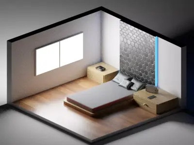 isometric bedroom from polygon verse Free 3D model