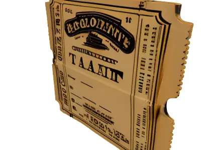 Vintage Train Ticket Game Prop 3D model