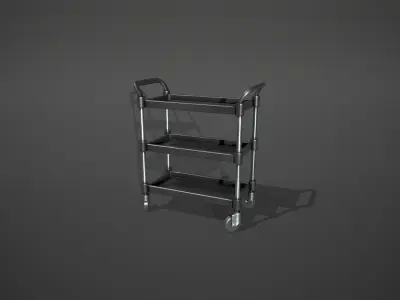 Three Tier Black Service Cart Low-poly 3D model