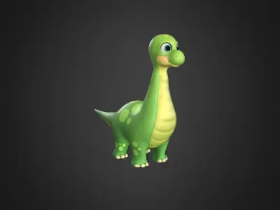 Asset - Cartoons - Dinosaurus Brontosaurus Rigged 3D model