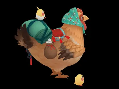 Hen mount Low-poly 3D model