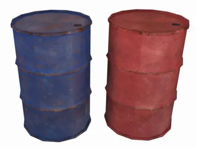 Oil Barrel Rusty Low-poly 3D model
