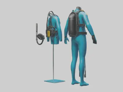 Scuba Diving Equipment model Low-poly 3D model