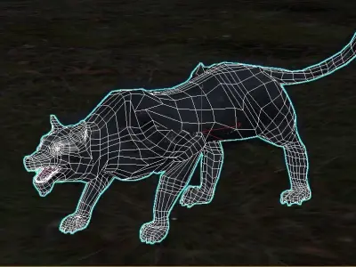 Wild scary wolf Low-poly 3D model