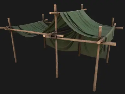 Military Medical Tent Camp Low-poly 3D model